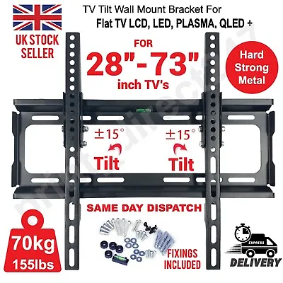 Tv Wall Bracket Mount Tilt Lcd Led Plasma 28 30 32 40 42 50 Upto 73 Inch Sony Lg • £14.95