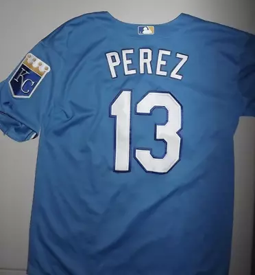 PEREZ #13 KC Royals MAJESTIC ORG. SEWN ON LETTERS  Mens Jersey SIZE 48 T694 • $34.90