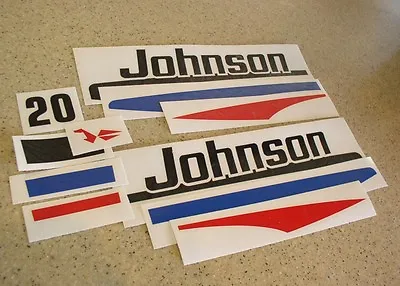 Johnson Vintage Outboard Motor Decal Kit 20 HP FREE SHIP + FREE Fish Decal! • $18