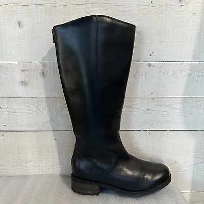 UGG Boots Seldon 1006038 Black Leather 15  Tall Size 7.5 Sheepskin Sole 2146 • $54.99