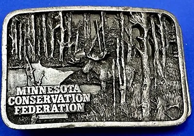 Minnesota Conservation Federation - Moose In Nature Vintage 1989 Belt Buckle • $24.99