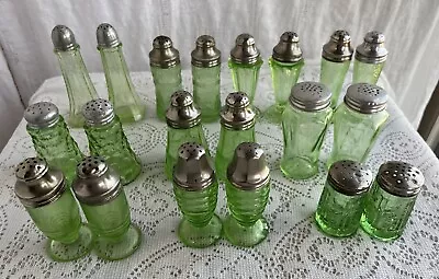 Green Depression Salt & Pepper Shakers **choice Of One Set** Uranium • $45