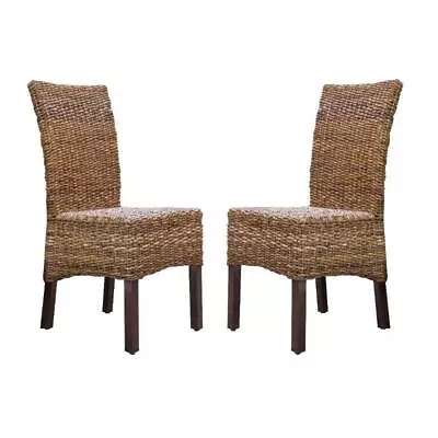 Home Square 2 Piece Arizona Woven Abaca Dining Chair Set In Brown • $284