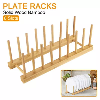 Bamboo Plate Racks Kitchen Holder Dish Rack Multipurpose High-quality Solid Wood • $14.98