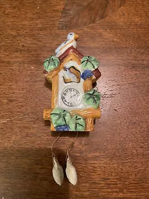 Vtg Bird Mini Cuckoo Clock Porcelain Ceramic Wall Pocket Vase Made In Japan • $15