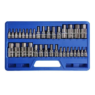 SAE & Metric Socket Set Standard Allen 1/4  3/8  1/2  | Master Hex Bit Set 34pc • $39.99