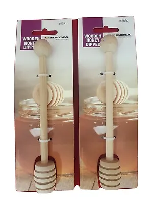 2 X HONEY DIPPERS WOODEN CLASSIC NO SPILL SPOON BREAKFAST HOME KITCHEN TOOL UK • £3.99