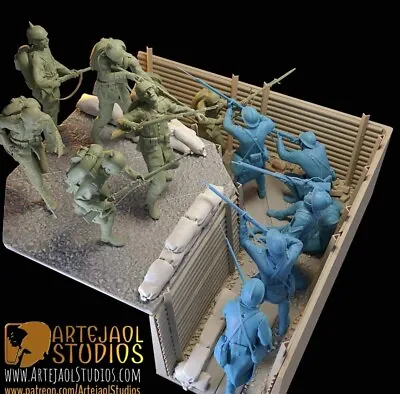 Ww1 Trench Scene French And German Full Set Soldiers 1/35th Resin Printed • £75