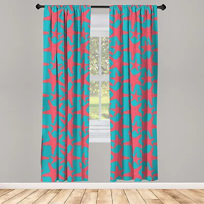 Nautical Curtains 2 Panel Set Starfishes Pattern • £21.99