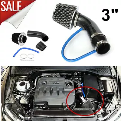 3  Car Cold Air Intake Filter Induction Pipe Power Flow Hose System Parts 76mm • $32