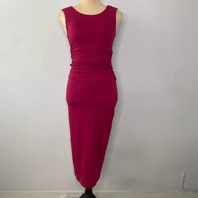 Venus Woman Stretch Sleeveless Sheath Dress Ruched Knit Red Wine Size 6 • $18.99