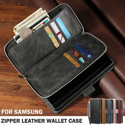 For Samsung S24+ S21 S20 S10E S9 S8 Note 10+/20 Wallet Zipper Leather Flip Case • $25.99