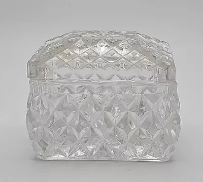 VTG Cut Glass Lidded Trinket Box Jewelry Minature Vanity  • $15.25