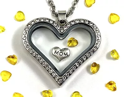 NOVEMBER Birthstone Crystal Glass Locket Necklace Mom Floating Charm Mother Kids • $8.39