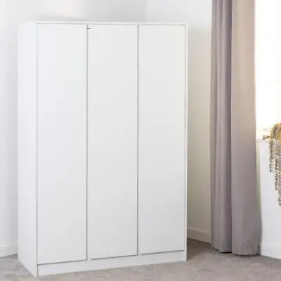 Malvern White 3 Door Triple Wardrobe Bedroom Storage Furniture • £239.99