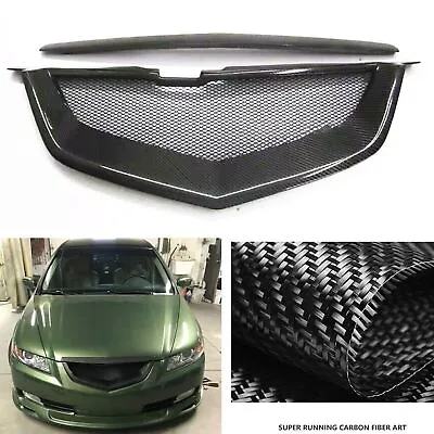 Honeycomb Front Bumper Grille For Acura TL 2004-2006 Carbon Fiber Shark Mouth • $175.21