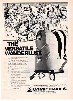 Camp Trails Wanderlust Bag Backpack Hiking Camp 1974 Vintage Print Ad Original • $7.49