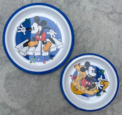 Vintage Disney Mickey Mouse Melamine Kids Music Theme Plate Set • £13