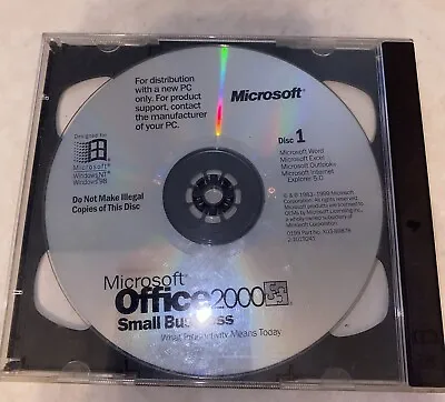 Microsoft Office 2000 Small Business Edition Full Version CD Discs Only (No Key) • $5