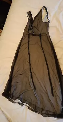 £5 • Buy Vintage ELIZABETH HAYES Nightdress / Negligee - 1960s Black Net