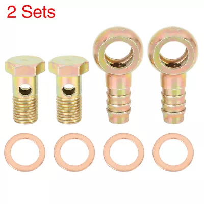 2 Sets 14mm Diameter Banjo Hose Barb Bolt Fittings Banjo Bolt Washer Kit For Car • $12.34