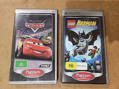 PSP Games Lot Lego Batman & Disney Pixar Cars Platinum With Manuals Pre-Owned  • $15