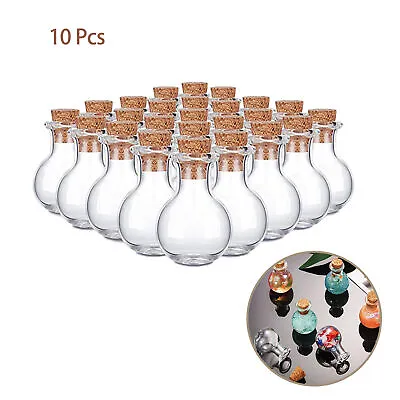 10PCS Mini Clear Glass Bottles With Corks For Wedding Birthday • £7.63