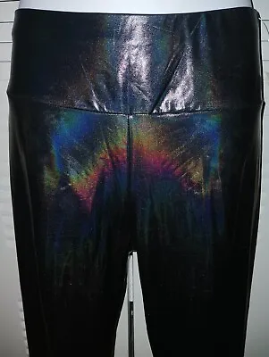 Daisy Faux Leather Wet Look Leggings Womens Shiny Stretch High Waist Jr's L NWT • $12.97