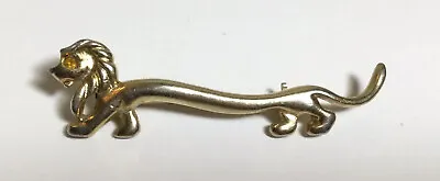 Nice Vintage Goldtone Long Stretch Lion Pin Brooch With Rhinestone Eye • $7
