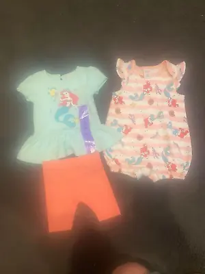 Disney Baby Girls Little Mermaid Ariel 3 Piece Clothes Size 3 Months / 000 New • $14.95