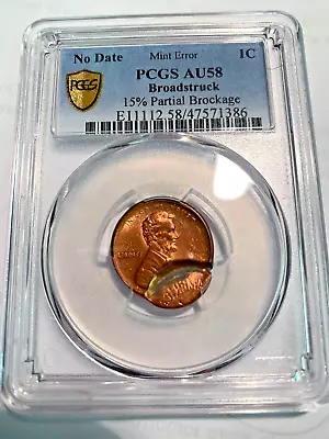 $299.95 • Buy PCGS AU58 No Date Lincoln Memorial Broadstruck With 15% Partial Brockage