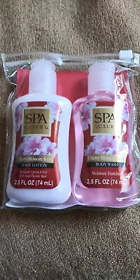 NEW~Spa Luxury Cherry Blossom Scent Travel Set Body Lotion & Body Wash 2.5 Fl Oz • $12.90