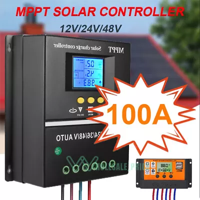 MPPT 100AMP Solar Charge Controller For 12V 24V 36V 48V DC Battery Regulator • $20.99