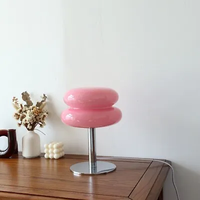 Modern Italian Designer Dimmable Pink Glass Macaron USB Table Lamp Decor Light • $57.16