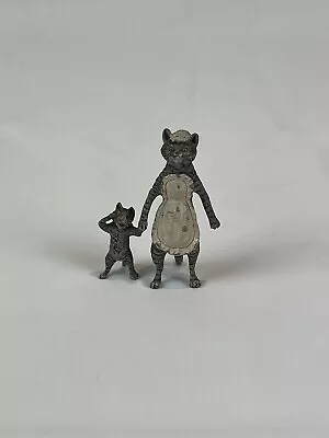 Austrian Vienna Vintage Bronze Momma & Baby Cat Holding Hands Sculpture Figurine • $339.95