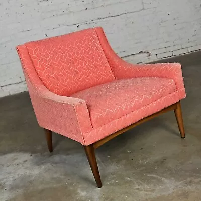 Vintage Mid Century Modern Coral Frieze Upholstered Modified Slipper Chair • $1295