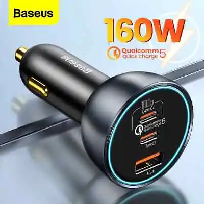 Baseus 160W Car Charger USB Type C QC 5.0 Fast Charging For IPhone 14 Samsung • £30.99