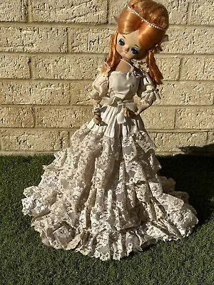 Vintage Bradley Big Eyes Doll 56 Cm  Doll  With Cream Lace Dress & Orange Hair • $35