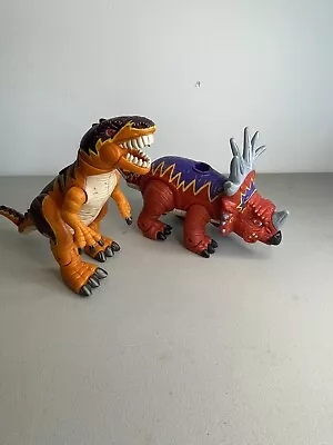 Dinosaur Toy Slasher Allosaurus Imaginext Mattel 2004 And Red Triceratops Dinos • $19.98