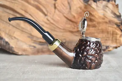 Mr Brog Bent Tobacco Smoking Pipe No 21 Old Army Brown Rustic Pear Wood Handmade • $31