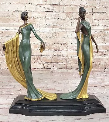 100% Bronze The Wedding Art Deco Couple Sculpture Lot 26 Marble Base Figurine • $849.50