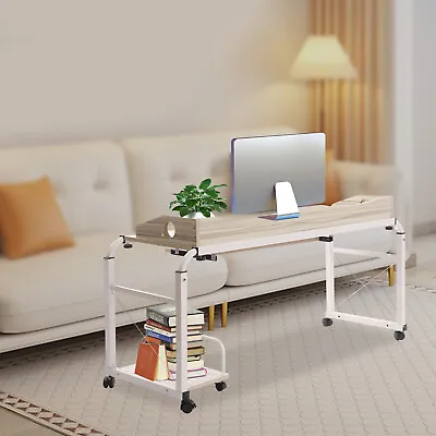 Over Bed Table Desk Rolling Height Adjustable Laptop Computer Desk Cart For Home • $142.49