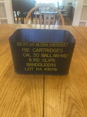 Vintage Military Ammo Can Cal.30 Ball AN-M2 192 Cartridges No Lid • $19