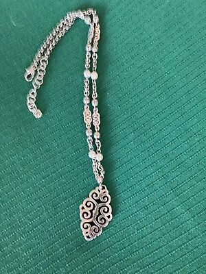 Vintage BRIGHTON Scrolled Thick Medallion With Pearls Necklace Signed • $8