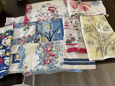 Lot Of Vintage 9  Kitchen Towels Print Imperfect Condition • $50