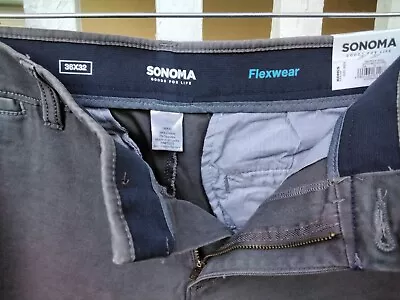 Sonoma Mens Flexwear Chino Pants Rock Wall 36W 32L NWT • $35