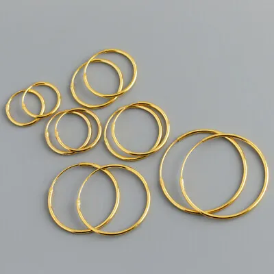 18CT GOLD SLEEPER HOOP EARRINGS - Sizes 10mm / 12mm / 14mm / 16mm / 20mm/40mm • £13.99