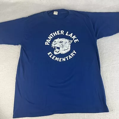 VTG 80s 70s Panther Lake Elementary Shirt Size L Blue • $25