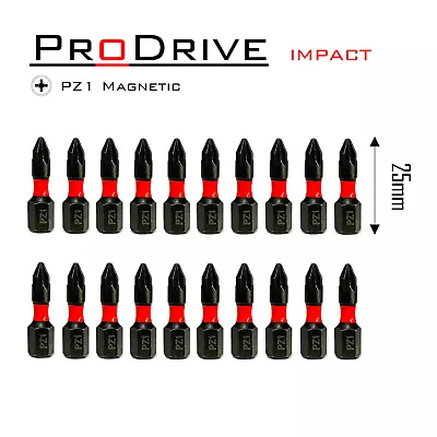 Pozi PZ1 ProDrive Impact Drill Driver Screwdriver Bits 25mm Pack Of 20 • £9.99