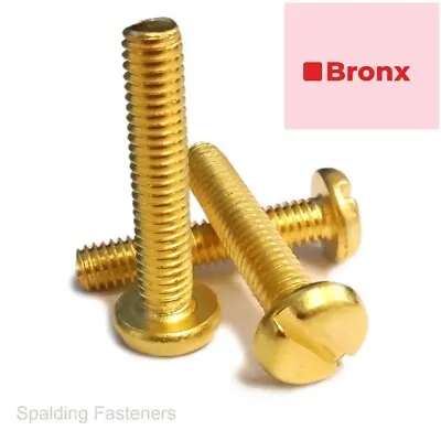BRASS SLOTTED PAN HEAD MACHINE SCREWS SLOT DRIVE BOLTS  M4  All Sizes Available  • £0.99